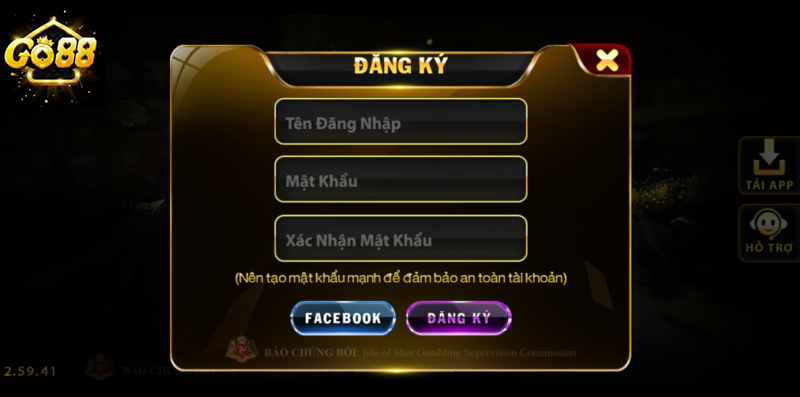 Hướng dẫn Các bước đăng ký tài khoản cổng game Go88