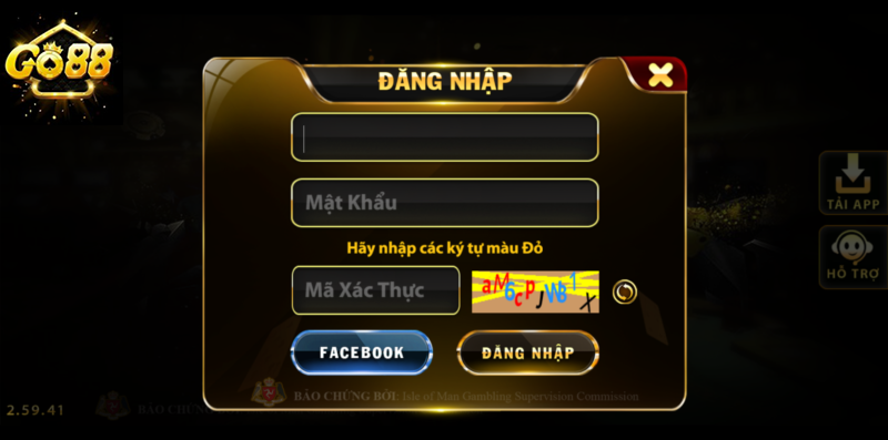 Đăng nhập tài khoản để chơi game tại Go88